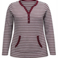 Karen Scott Top Henley Listrado Feminino Vinho Tamanho XS