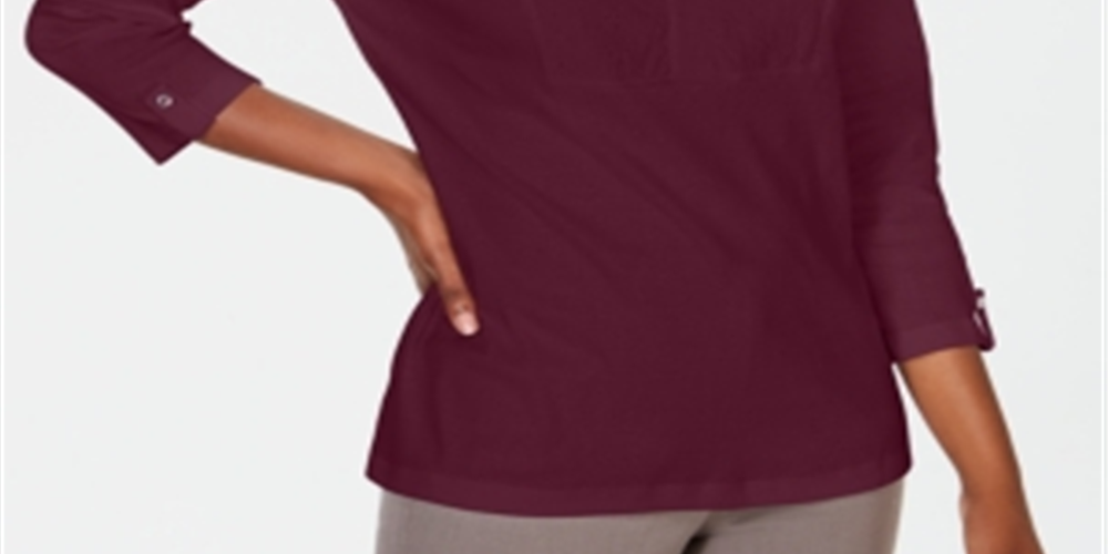 Karen Scott Top Feminino de Algodão com Ilhós e Jugo Vermelho Tamanho X-G