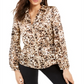 Blusa peplum com zíper estampado Thalia Sodi feminina, bege, tamanho médio