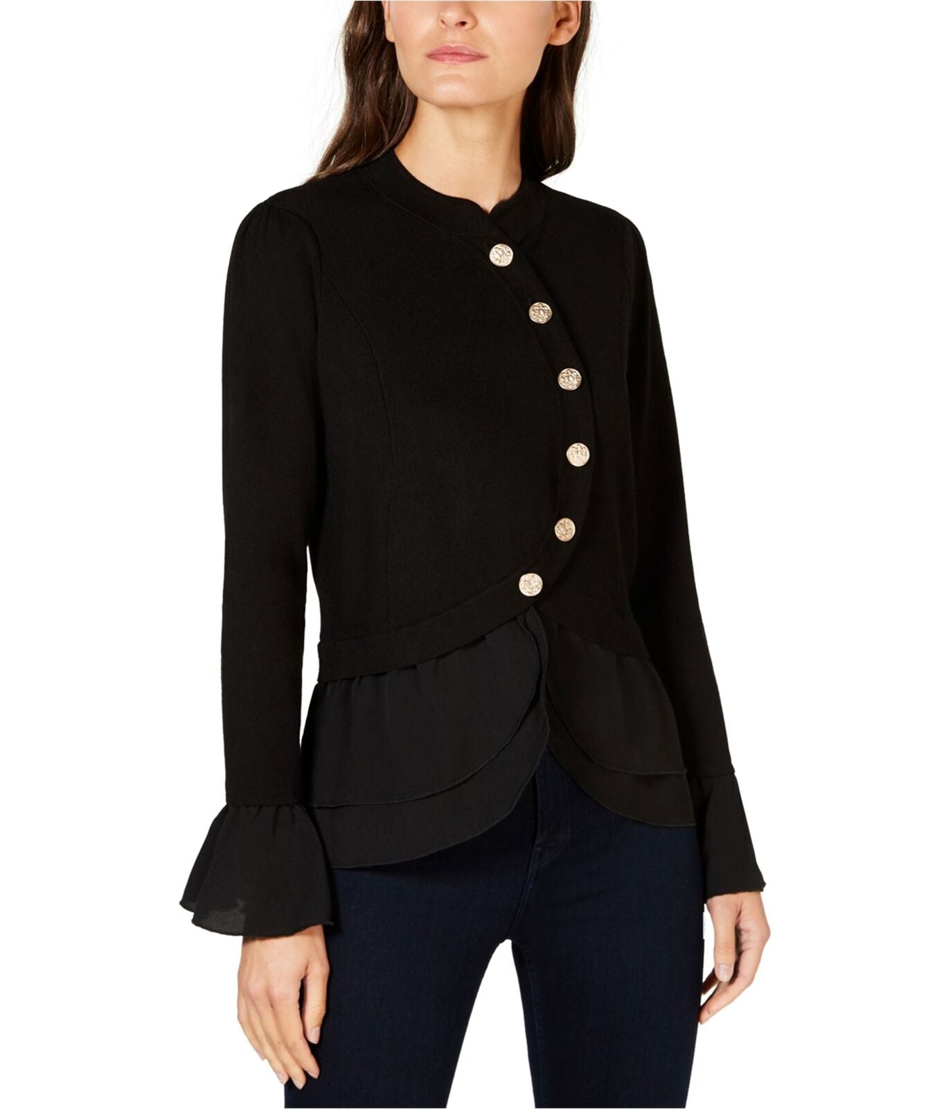 INC International Concepts Suéter canelado feminino Sherpa Colete preto tamanho pequeno