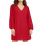 Vestido feminino com decote em V e manga curta, vermelho, tamanho médio, da INC International Concepts