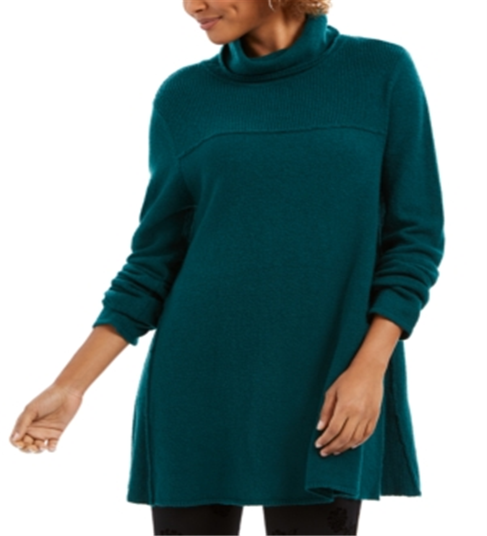 Suéter túnica feminino com costura exposta e gola simulada, verde, tamanho extragrande, estilo &amp; co