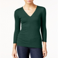 Blusa canelada feminina INC International Concepts, verde, tamanho grande