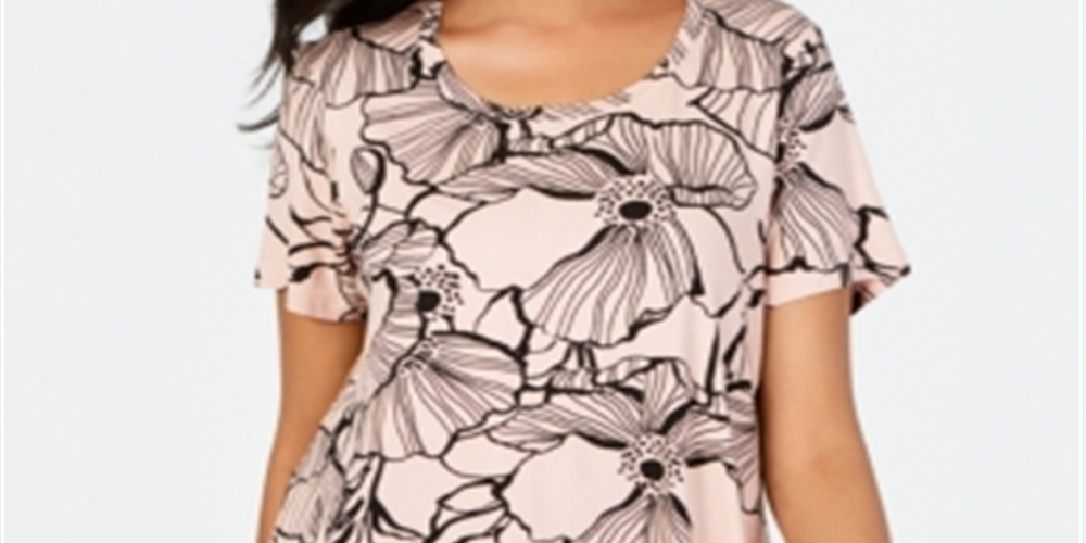 JM Collection Top estampado feminino rosa tamanho pequeno P/M