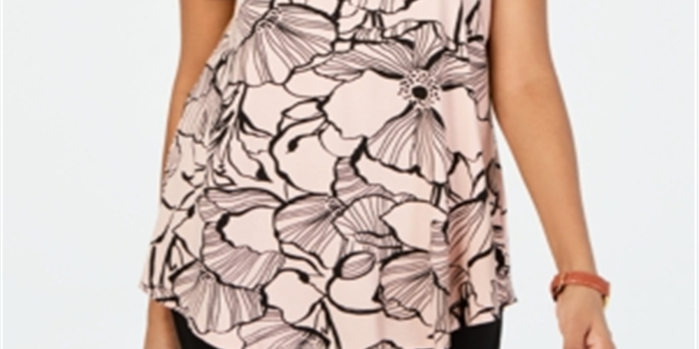 JM Collection Top estampado feminino rosa tamanho pequeno P/M