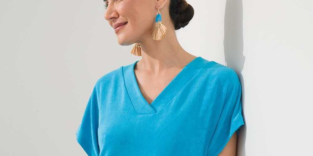 Blusa feminina Chico's Wrinkle-Free Travelers Classic com manga curta, tamanho P, cor ágata