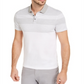 Camisa polo listrada de sarja masculina Alfani, branca, tamanho X-G