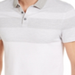 Camisa polo listrada de sarja masculina Alfani, branca, tamanho X-G
