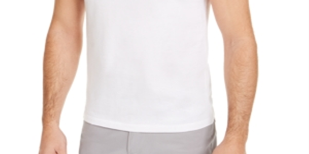 Camisa polo listrada de sarja masculina Alfani, branca, tamanho X-G