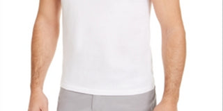 Camisa polo listrada de sarja masculina Alfani, branca, tamanho X-G