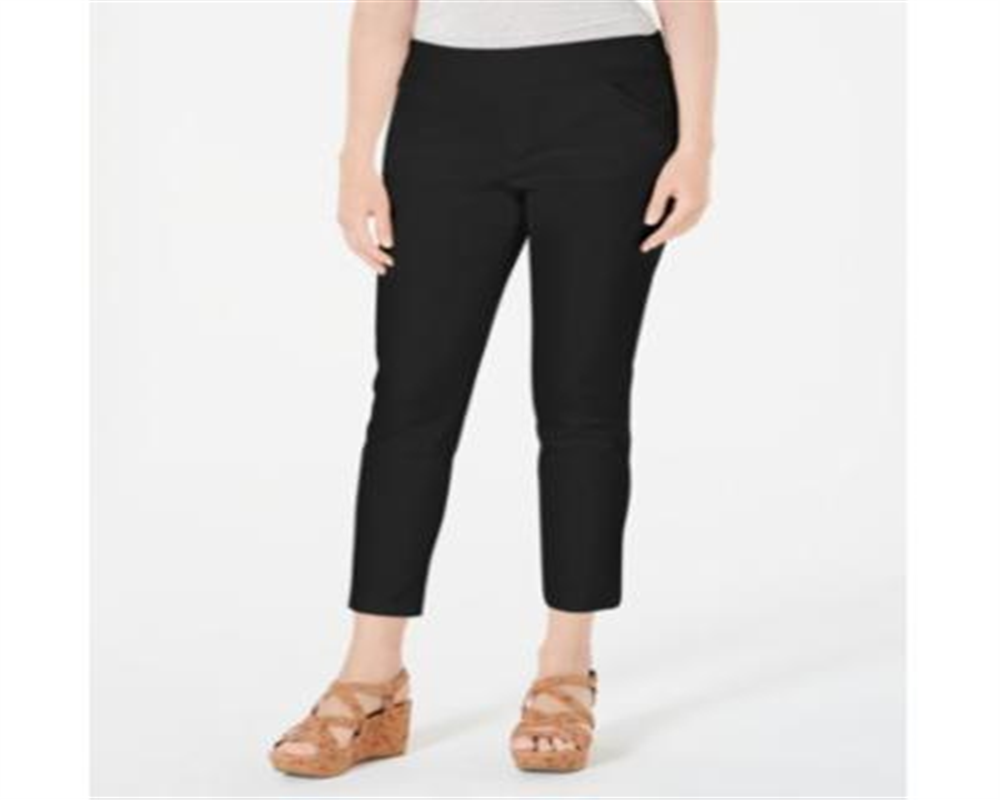 Calça feminina estilo &amp; co com bolso inclinado e ajuste no tornozelo, preta, tamanho extrapequeno