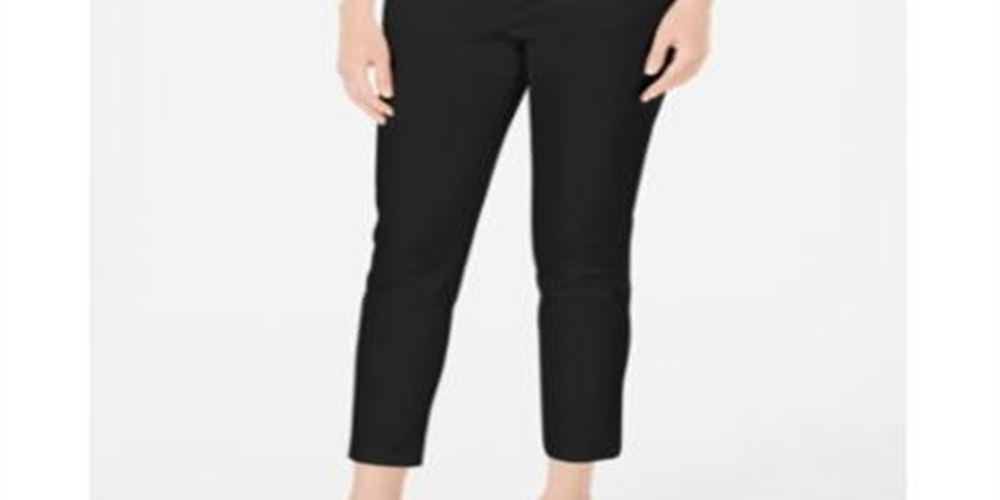Calça feminina estilo &amp; co com bolso inclinado e ajuste no tornozelo, preta, tamanho extrapequeno