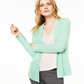 Cardigan de cashmere feminino Charter Club com frente aberta, verde, tamanho M