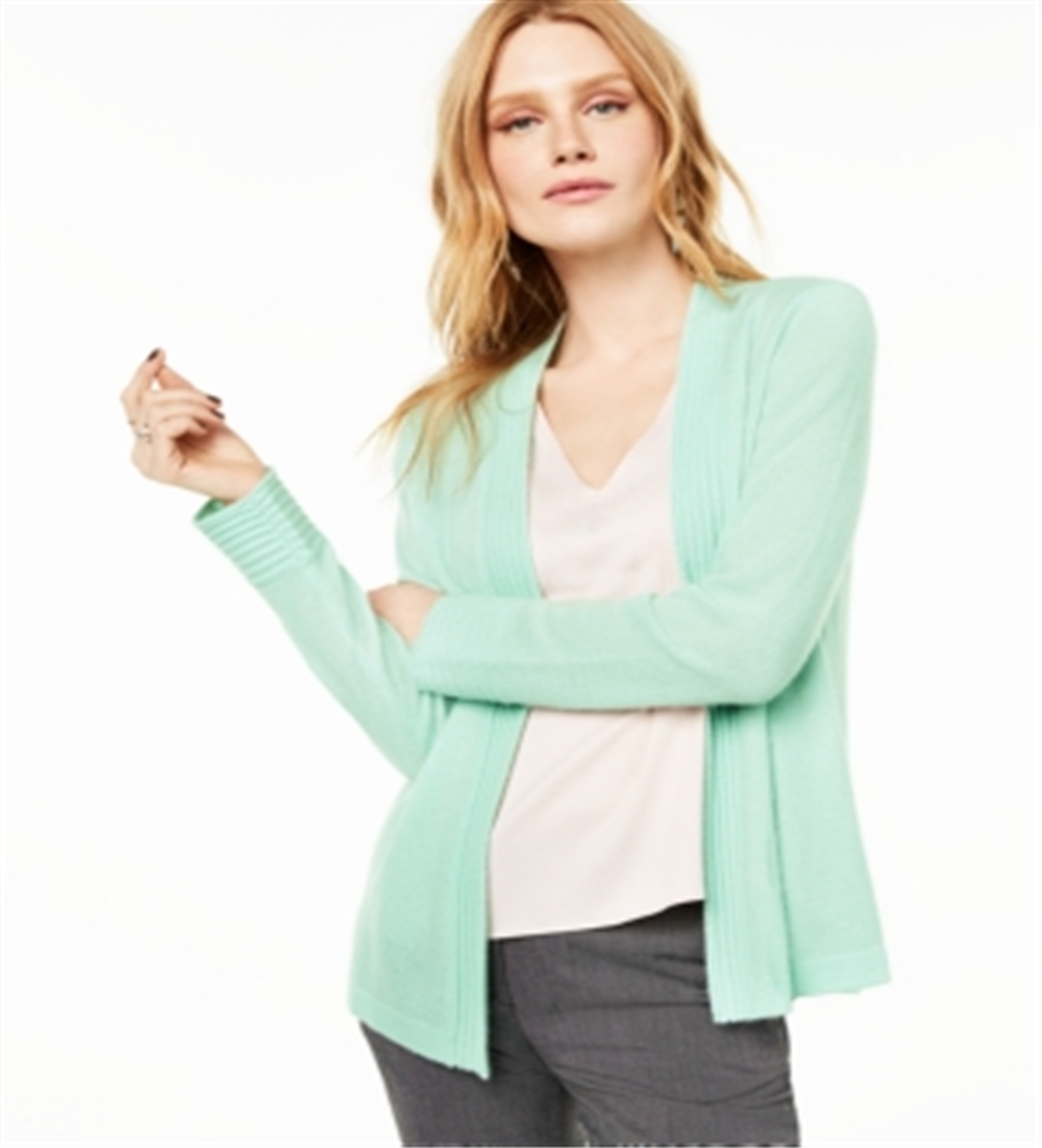 Cardigan de cashmere feminino Charter Club com frente aberta, verde, tamanho M
