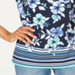 Karen Scott Blusa Feminina Gola Canoa com Estampa Floral e Borda Azul Tamanho XS