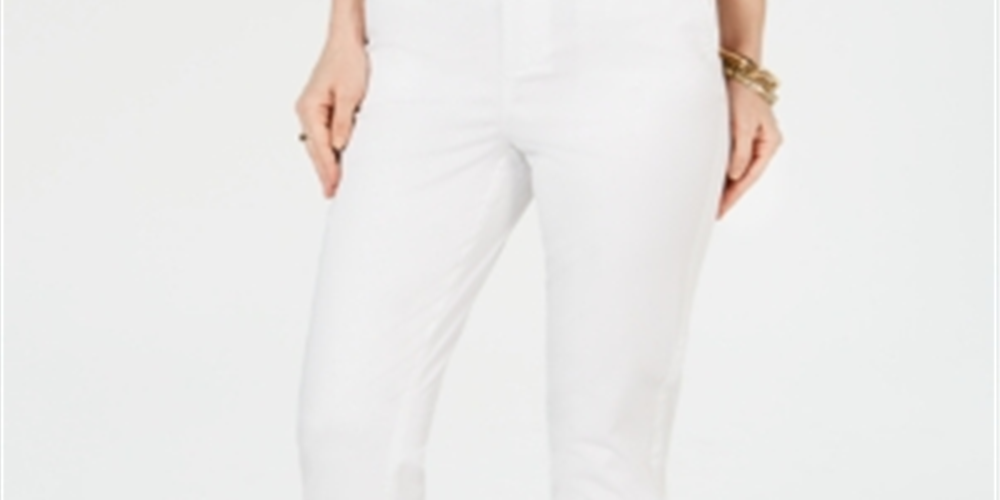 Calça Chino Feminina Estilo &amp; Co na Altura do Tornozelo, Branca, Tamanho 10