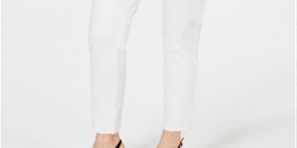 Calça Chino Feminina Estilo &amp; Co na Altura do Tornozelo, Branca, Tamanho 10