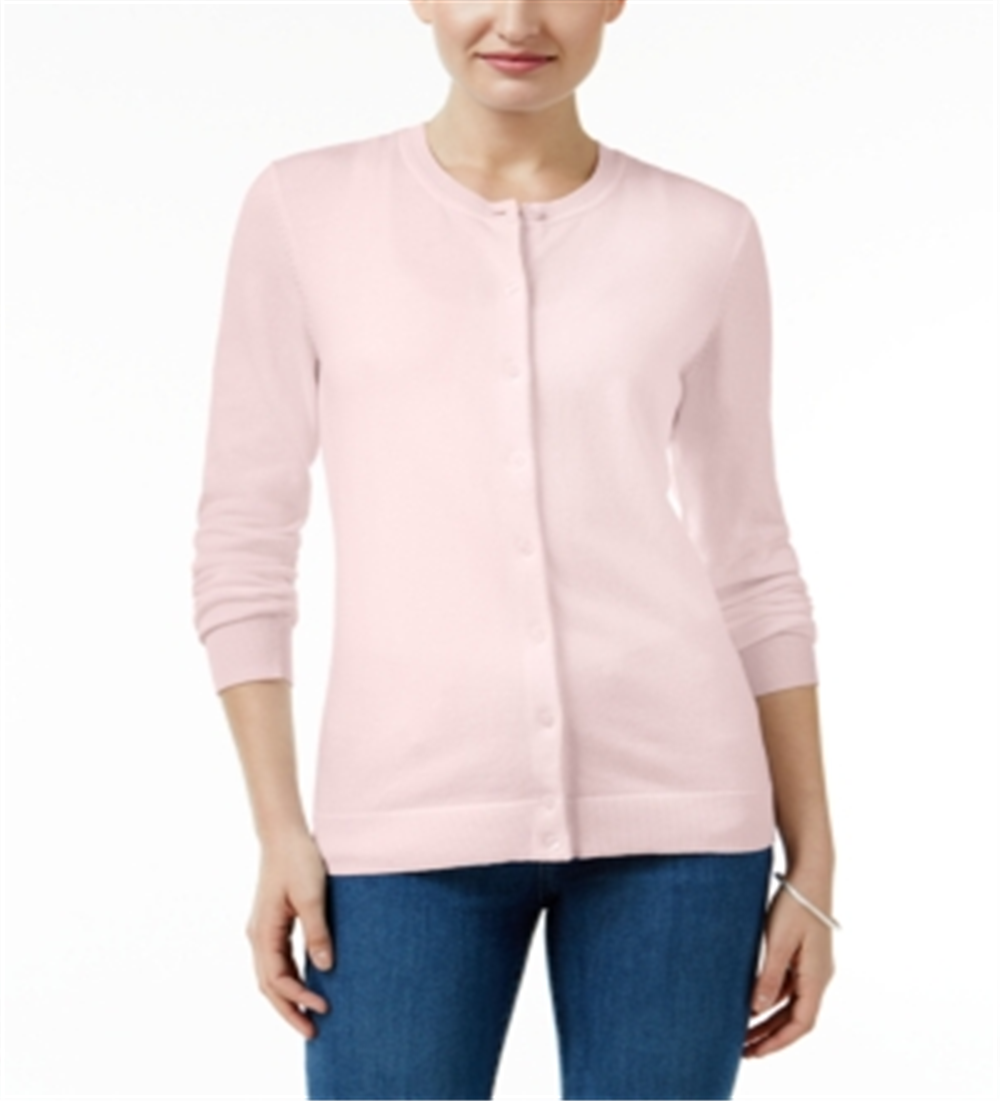 Karen Scott Cardigan Feminino Gola Redonda Rosa Tamanho Pequeno Pequeno