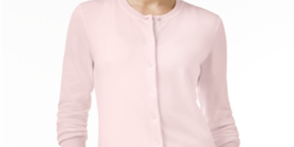 Karen Scott Cardigan Feminino Gola Redonda Rosa Tamanho Pequeno Pequeno