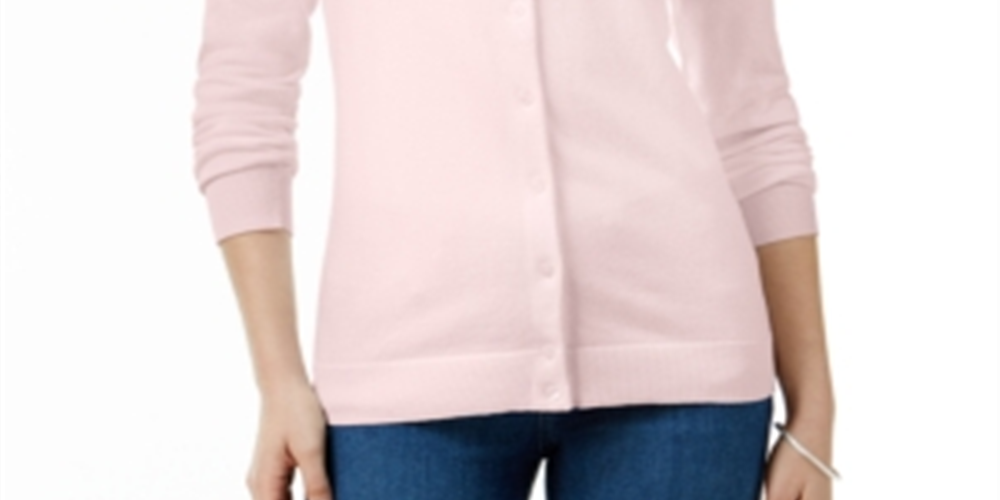 Karen Scott Cardigan Feminino Gola Redonda Rosa Tamanho Pequeno Pequeno