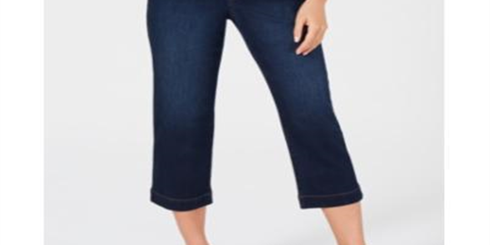 Calça capri jeans com cinto feminina Style &amp; Co, azul, tamanho 6