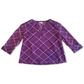 Blusa feminina xadrez com decote dividido, tamanho XG, roxa, Charter Club