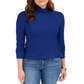 Blusa feminina Charter Club com gola alta canelada mesclada, azul, tamanho X-S
