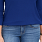 Blusa feminina Charter Club com gola alta canelada mesclada, azul, tamanho X-S