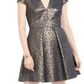 Vestido feminino Vince Camuto com corte justo e flare em jacquard metálico, azul, tamanho 2