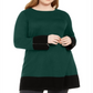 Suéter longo feminino Alfani Plus Colorblock verde tamanho 1X