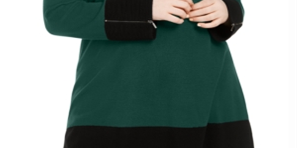 Suéter longo feminino Alfani Plus Colorblock verde tamanho 1X