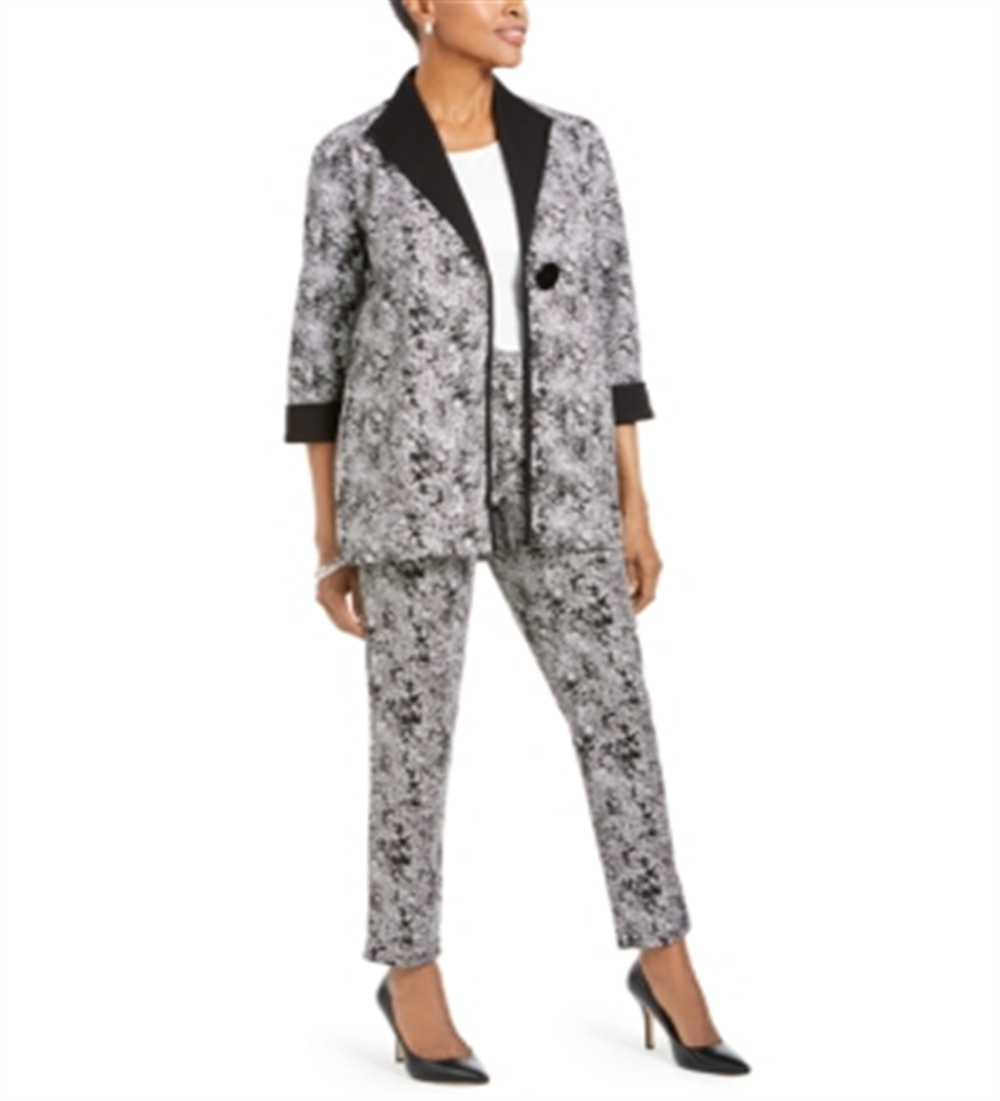 Jaqueta feminina JM Collection com botão único e trapézio, preta, tamanho X-S