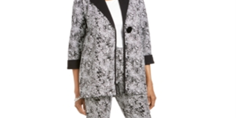 Jaqueta feminina JM Collection com botão único e trapézio, preta, tamanho X-S