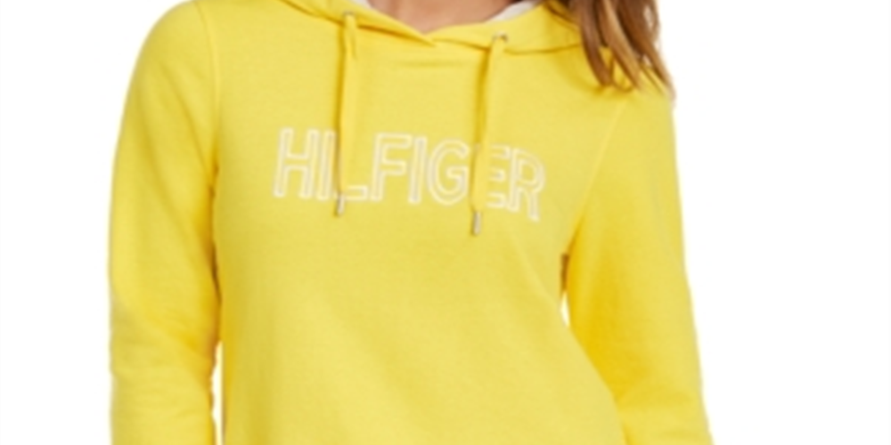 Tommy Hilfiger Sport Logo Cropped Hoodie Feminino Amarelo Tamanho XX-G