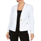 Calvin Klein Blazer Feminino com Botão Único e Ilhós, Branco, Tamanho 4