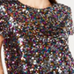 Camiseta feminina com lantejoulas da INC International Concepts, preta, tamanho grande