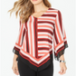 Alfani Poncho Listrado Feminino Even Hand Listrado Vermelho Tamanho Pequeno Médio