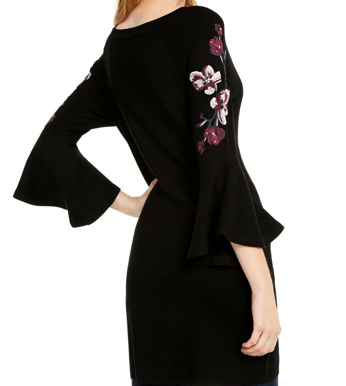 Túnica feminina bordada INC International Concepts, preta, tamanho P
