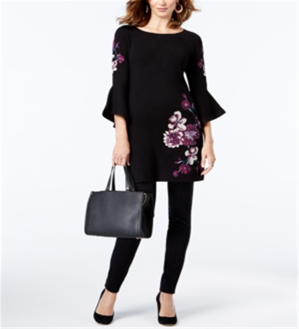 Túnica feminina bordada INC International Concepts, preta, tamanho P