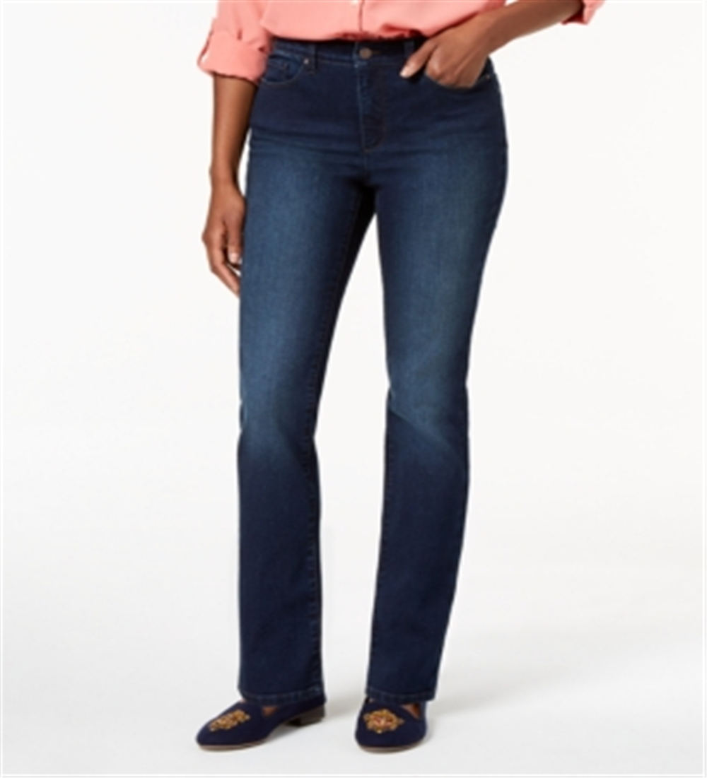 Calça jeans feminina Charter Club Petite Lexington de perna reta, azul, tamanho 10 P