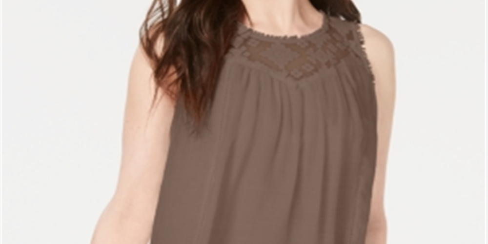 Blusa feminina sem mangas com decote em joia, estilo &amp; co, marrom, tamanho médio