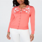 Cardigan feminino com apliques florais Charter Club rosa tamanho extragrande