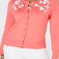 Cardigan feminino com apliques florais Charter Club rosa tamanho extragrande