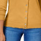 Karen Scott Cardigan Feminino Gola Redonda Amarelo Tamanho P