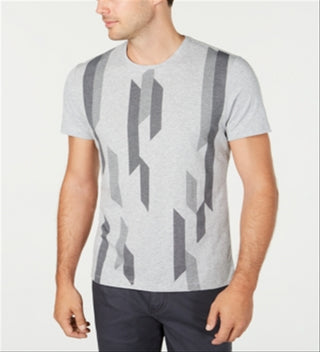 Alfani Men's Bar Graphic Intarsia T-Shirt Gray Size Small