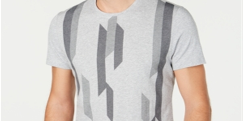 Camiseta Alfani Masculina Bar Graphic Intarsia Cinza Tamanho P