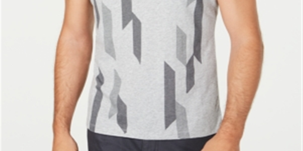 Camiseta Alfani Masculina Bar Graphic Intarsia Cinza Tamanho P