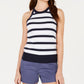 Blusa Halter Listrada Sem Mangas Maison Jules Feminina Azul Tamanho P