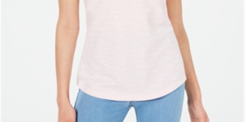Blusa listrada com decote em V Maison Jules feminina, rosa, tamanho pequeno