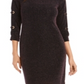 Vestido tubinho com mangas ilhós metálicas JM Collection feminino, roxo, tamanho extragrande
